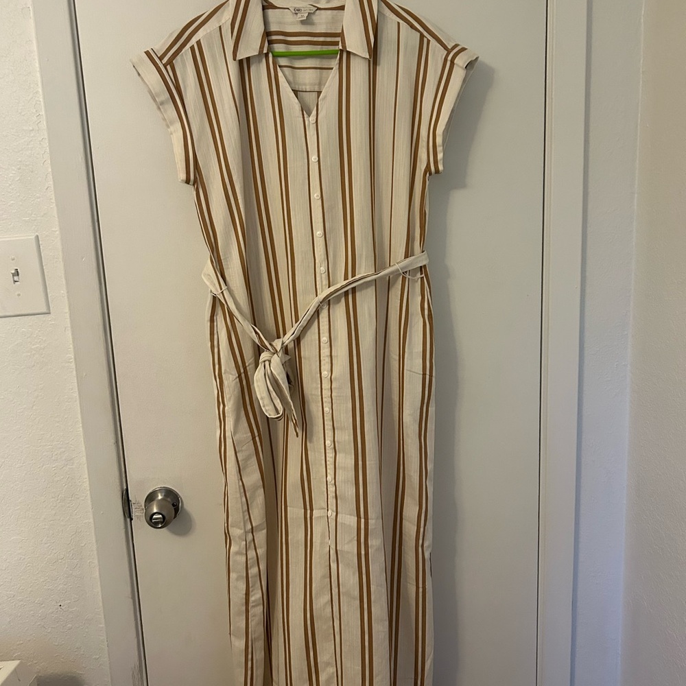 Cato Beige and Brown Striped Maxi Dress